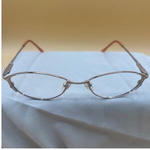 Emma Silver Metal Oval Eyeglass Frames 51-17-130 Lt Brown Women Small Medium